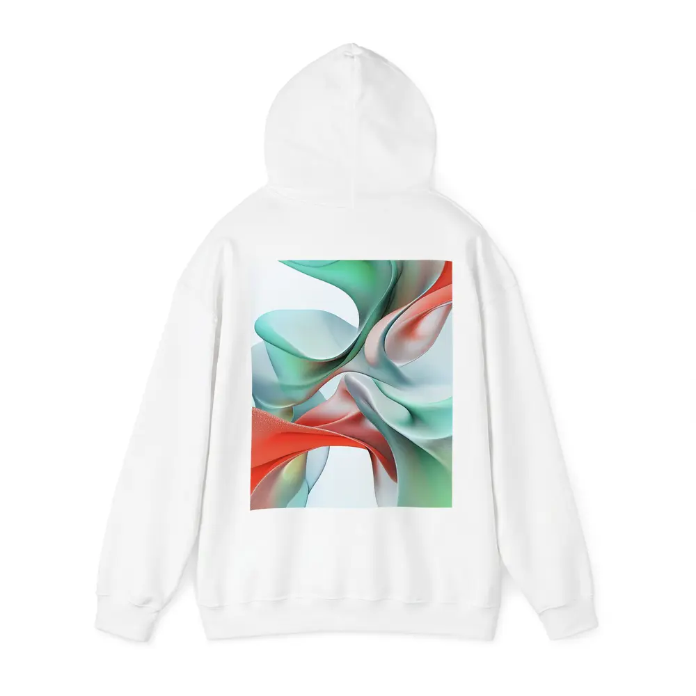 Flowing Coral Mint Abstract Sculptural Waves Art – Hoodies