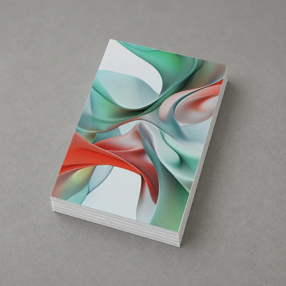 Flowing Coral Mint Abstract Sculptural Waves Art – Postcards