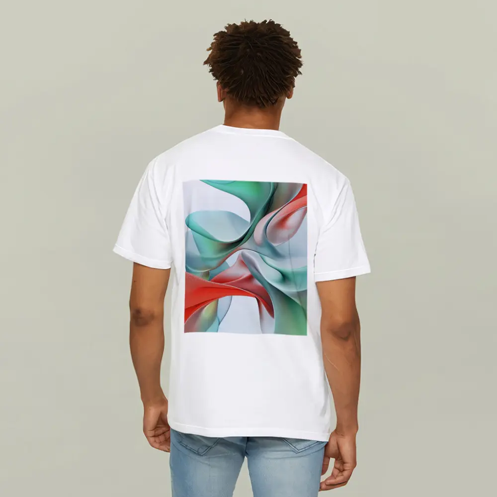 Flowing Coral Mint Abstract Sculptural Waves Art – T-Shirts