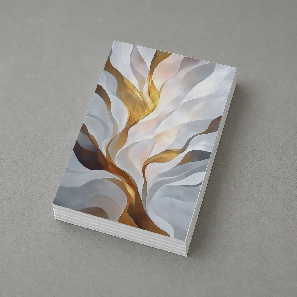 Abstract White Gold Flowing Waves Art – Postcards