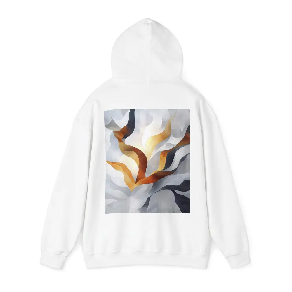 Abstract Gray Gold Flowing Ribbon Wave Art – Hoodies