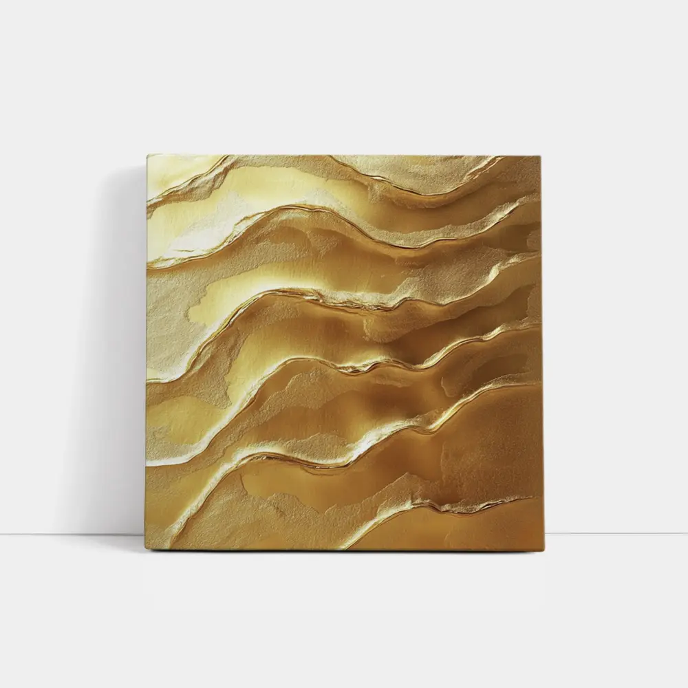 Golden Waves Abstract Layered Texture Art – Wall Art
