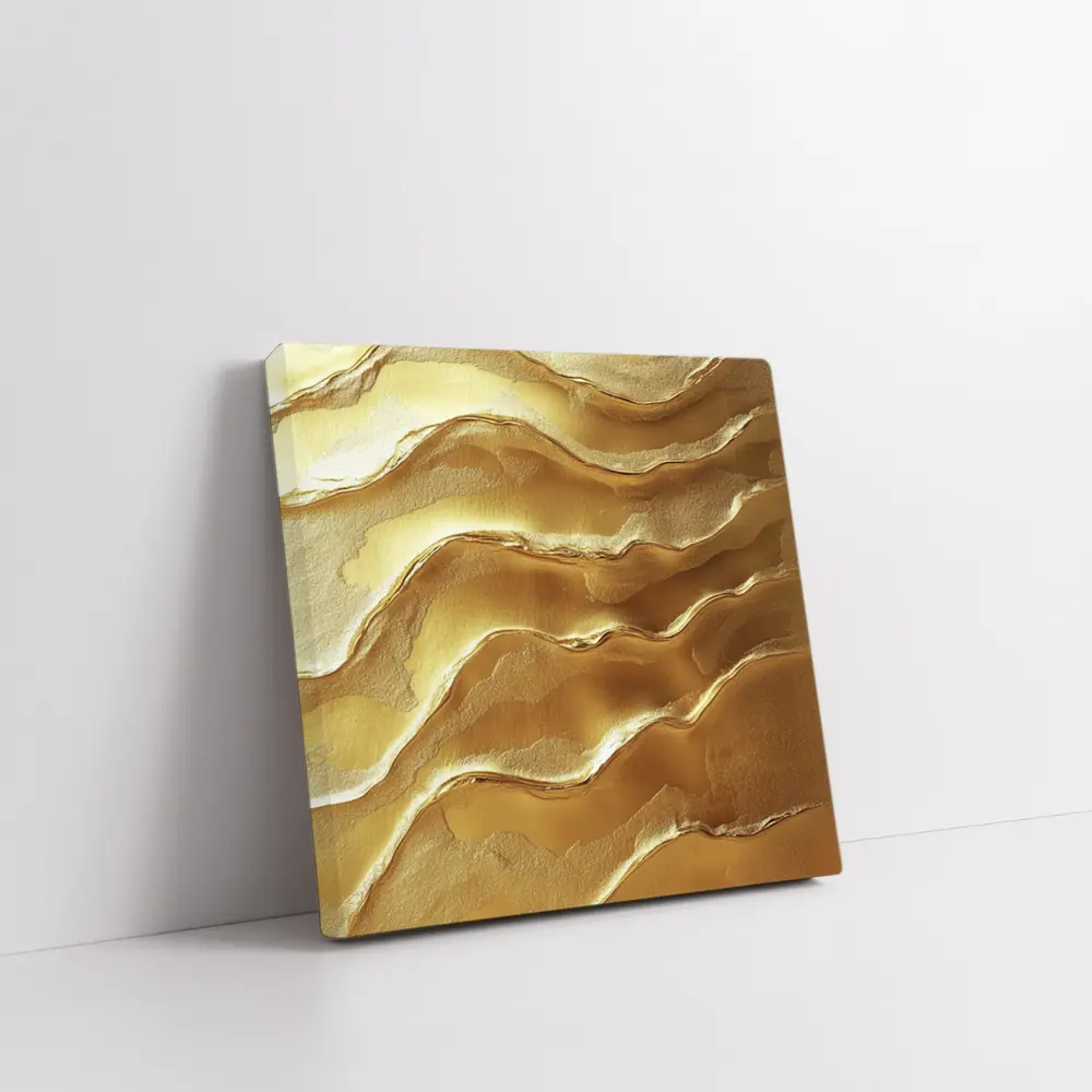 Golden Waves Abstract Layered Texture Art – Wall Art