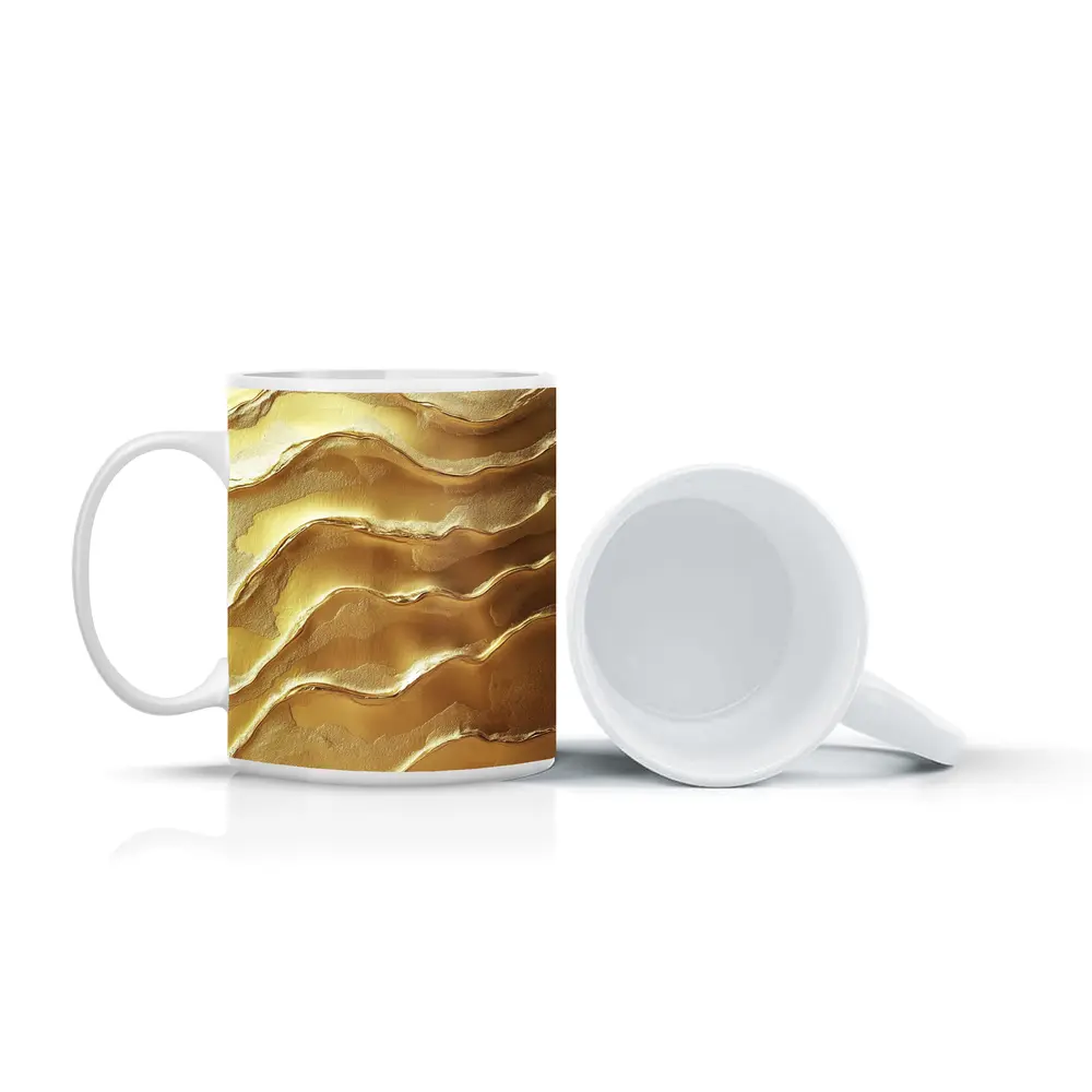 Golden Waves Abstract Layered Texture Art – Mugs