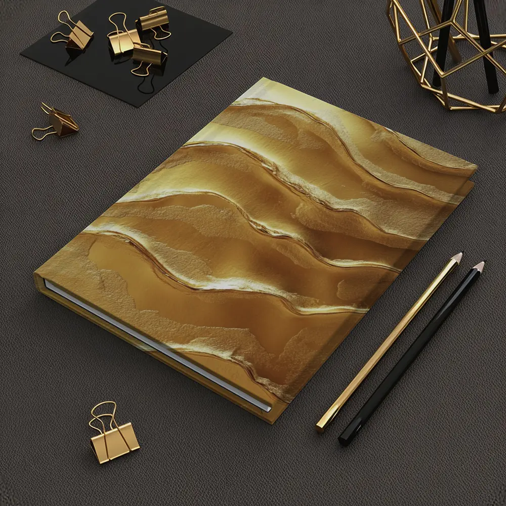 Golden Waves Abstract Layered Texture Art – Notebooks