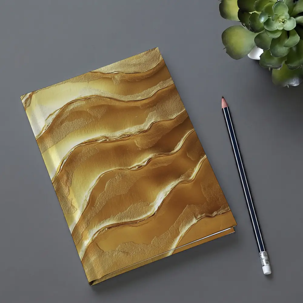 Golden Waves Abstract Layered Texture Art – Notebooks