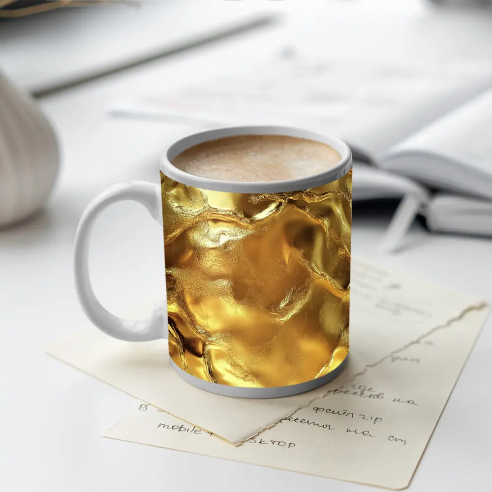 Molten Gold Liquid Metal Abstract Texture – Mugs