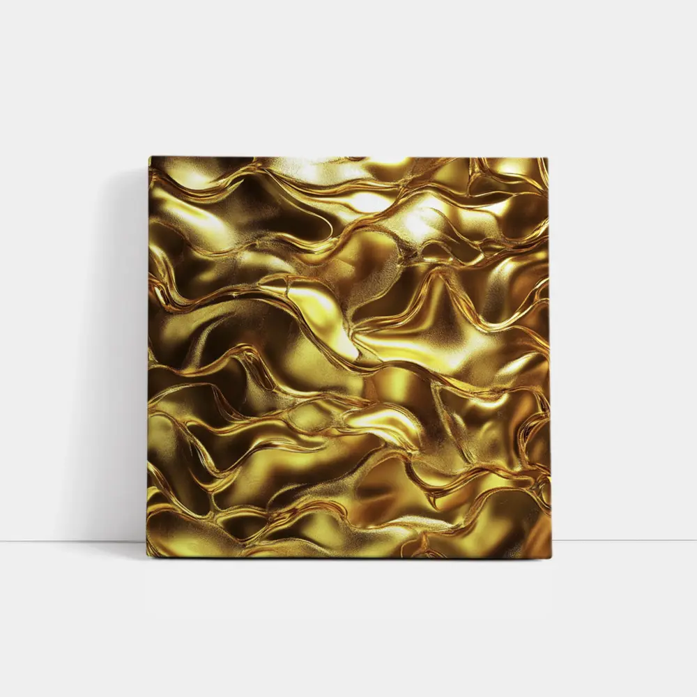 Liquid Gold Abstract Metallic Wave Texture – Wall Art