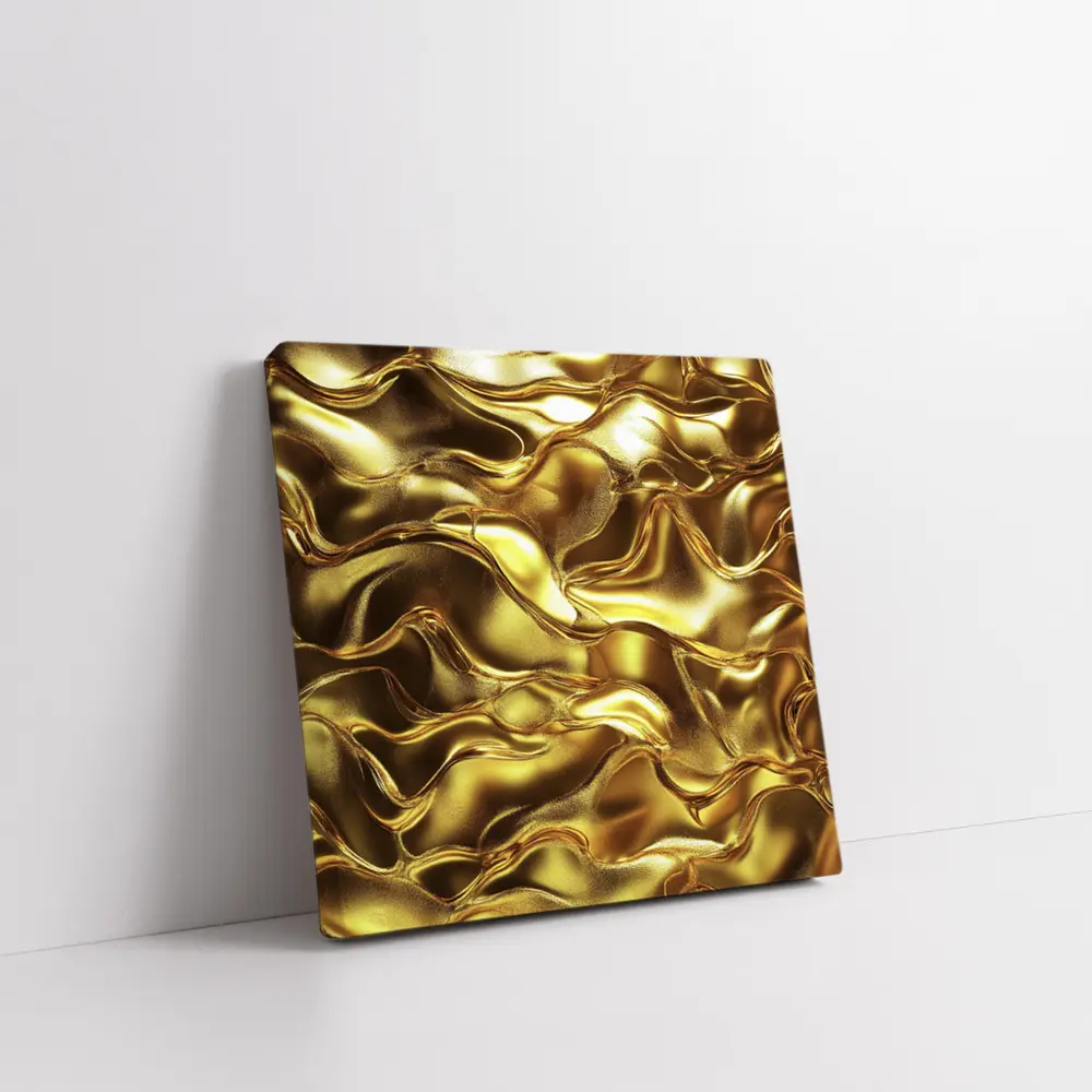 Liquid Gold Abstract Metallic Wave Texture – Wall Art