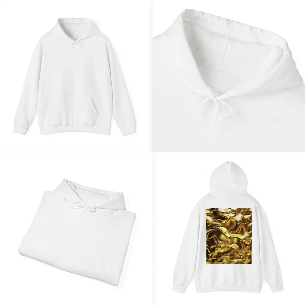 Liquid Gold Abstract Metallic Wave Texture – Hoodies