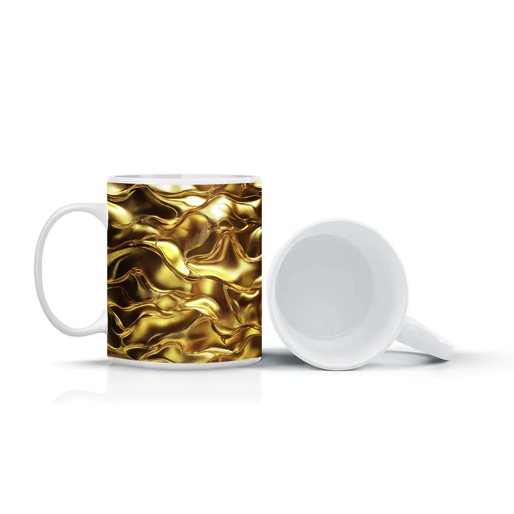 Liquid Gold Abstract Metallic Wave Texture – Mugs