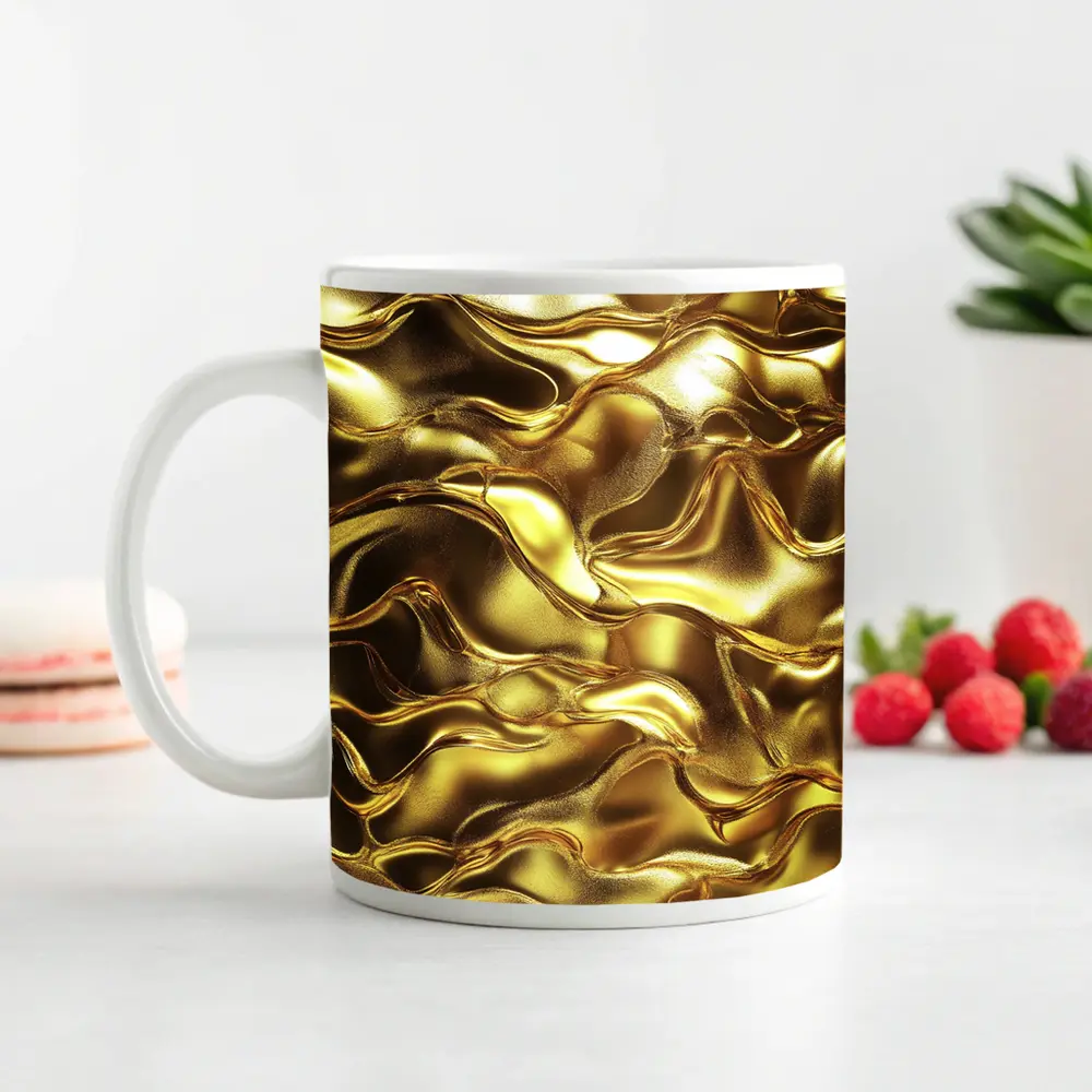 Liquid Gold Abstract Metallic Wave Texture – Mugs
