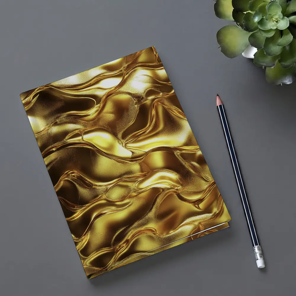 Liquid Gold Abstract Metallic Wave Texture – Notebooks