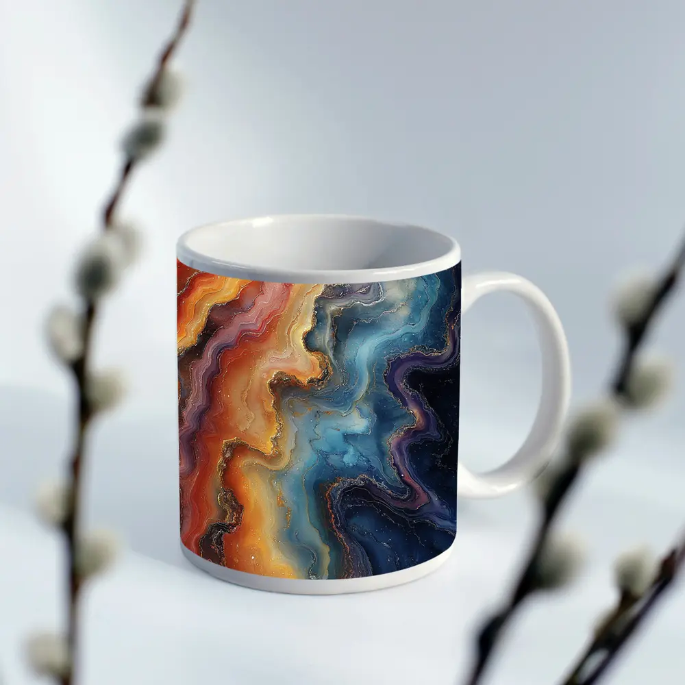 Abstract Marble Fluid Art Gold Swirls – Mugs