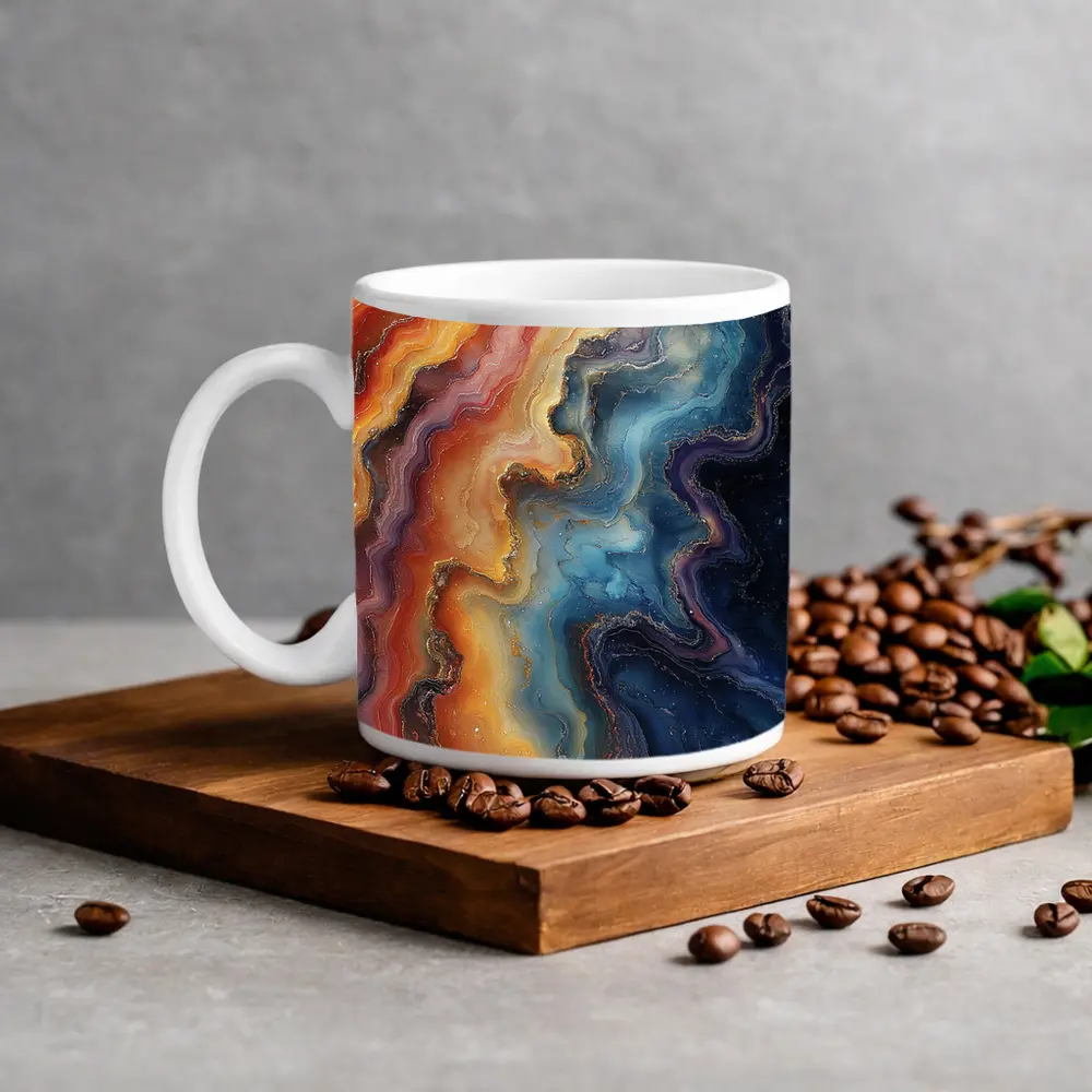 Abstract Marble Fluid Art Gold Swirls – Mugs
