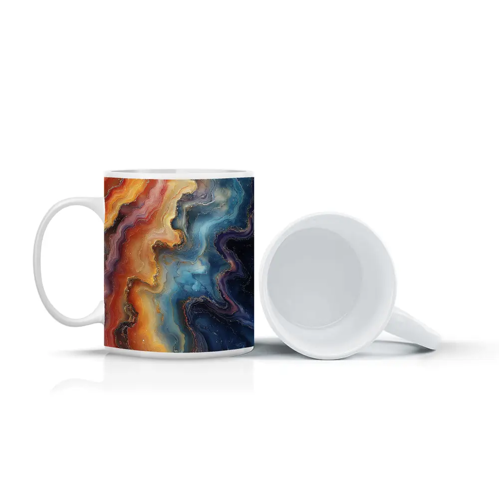 Abstract Marble Fluid Art Gold Swirls – Mugs