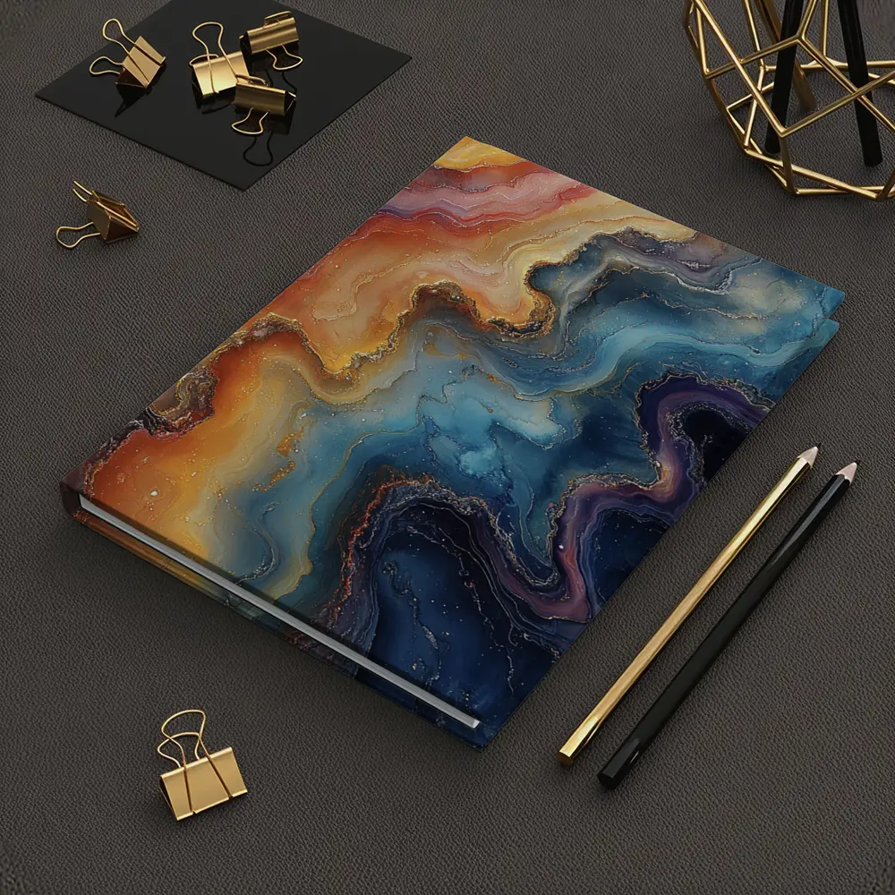 Abstract Marble Fluid Art Gold Swirls – Notebooks