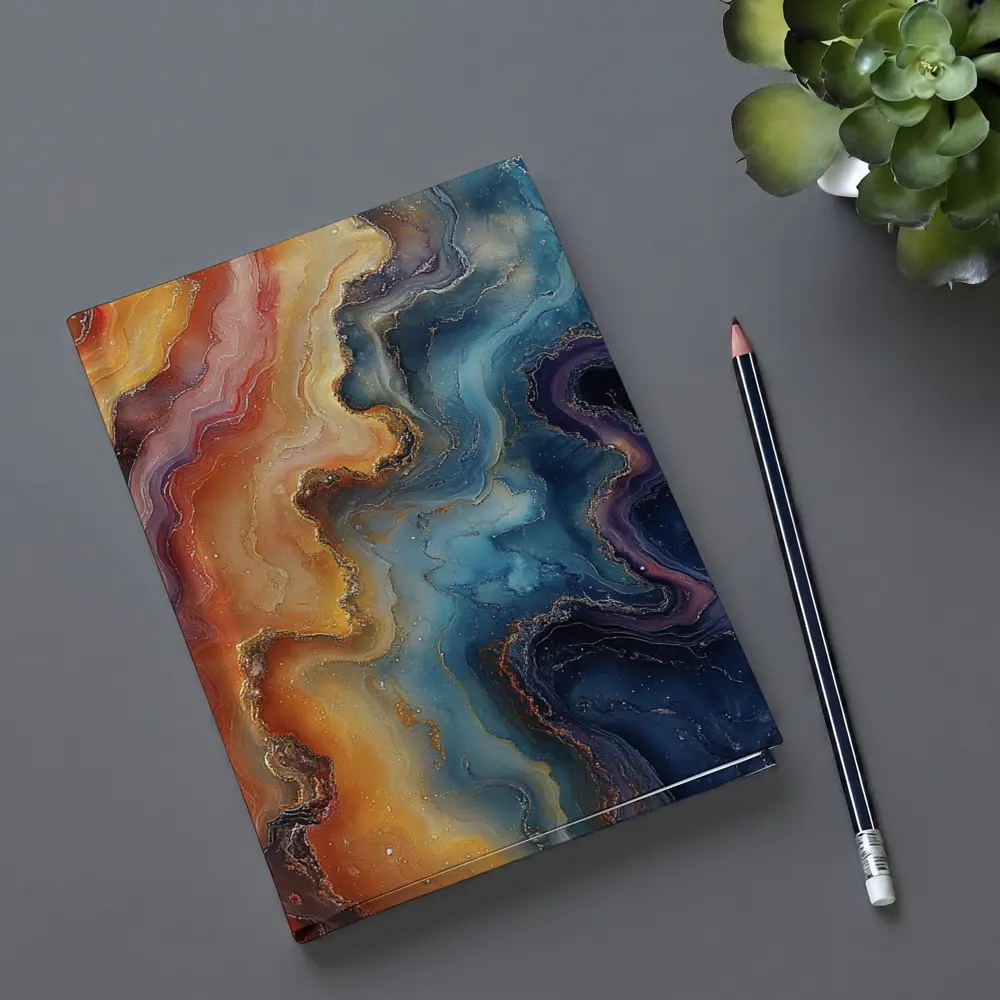 Abstract Marble Fluid Art Gold Swirls – Notebooks