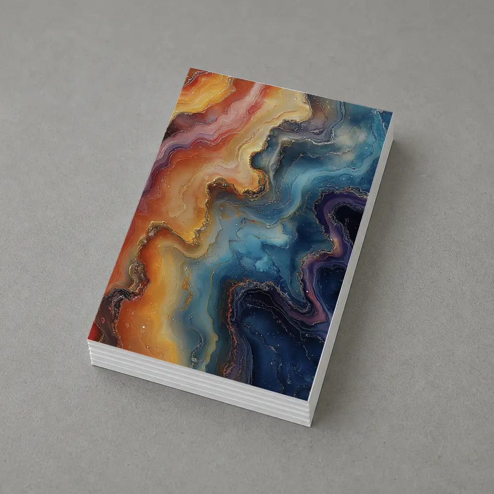 Abstract Marble Fluid Art Gold Swirls – Postcards