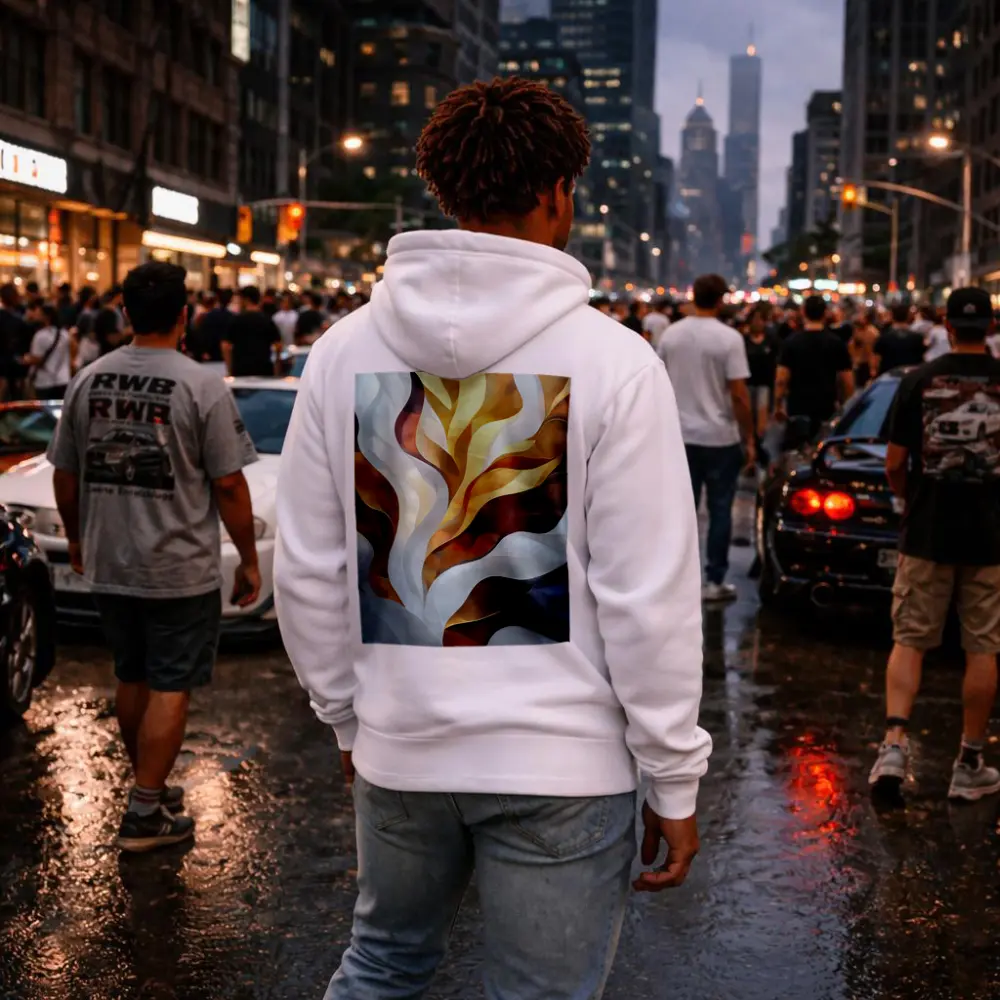 Abstract Flowing Waves Gold Brown Gray Art – Hoodies