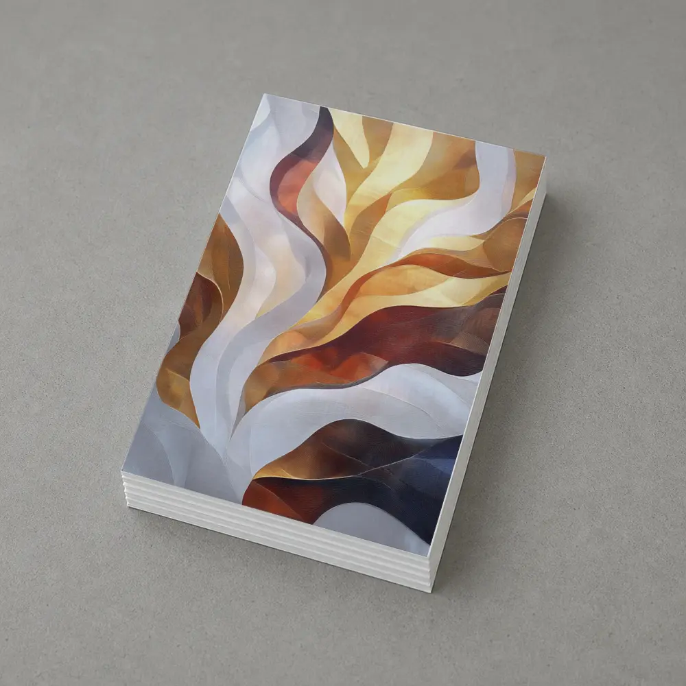 Abstract Flowing Waves Gold Brown Gray Art – Postcards