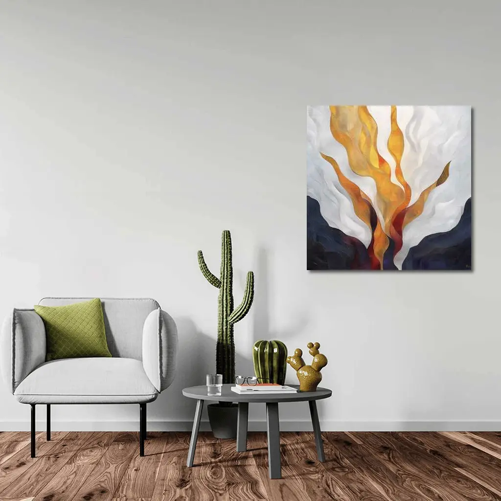 Abstract Fire Flames Rising Over Dark Landscape – Wall Art