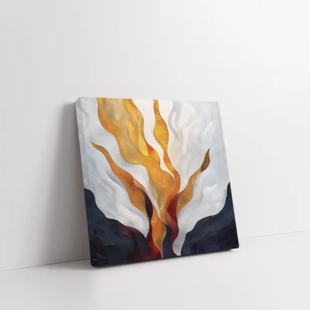 Abstract Fire Flames Rising Over Dark Landscape – Wall Art