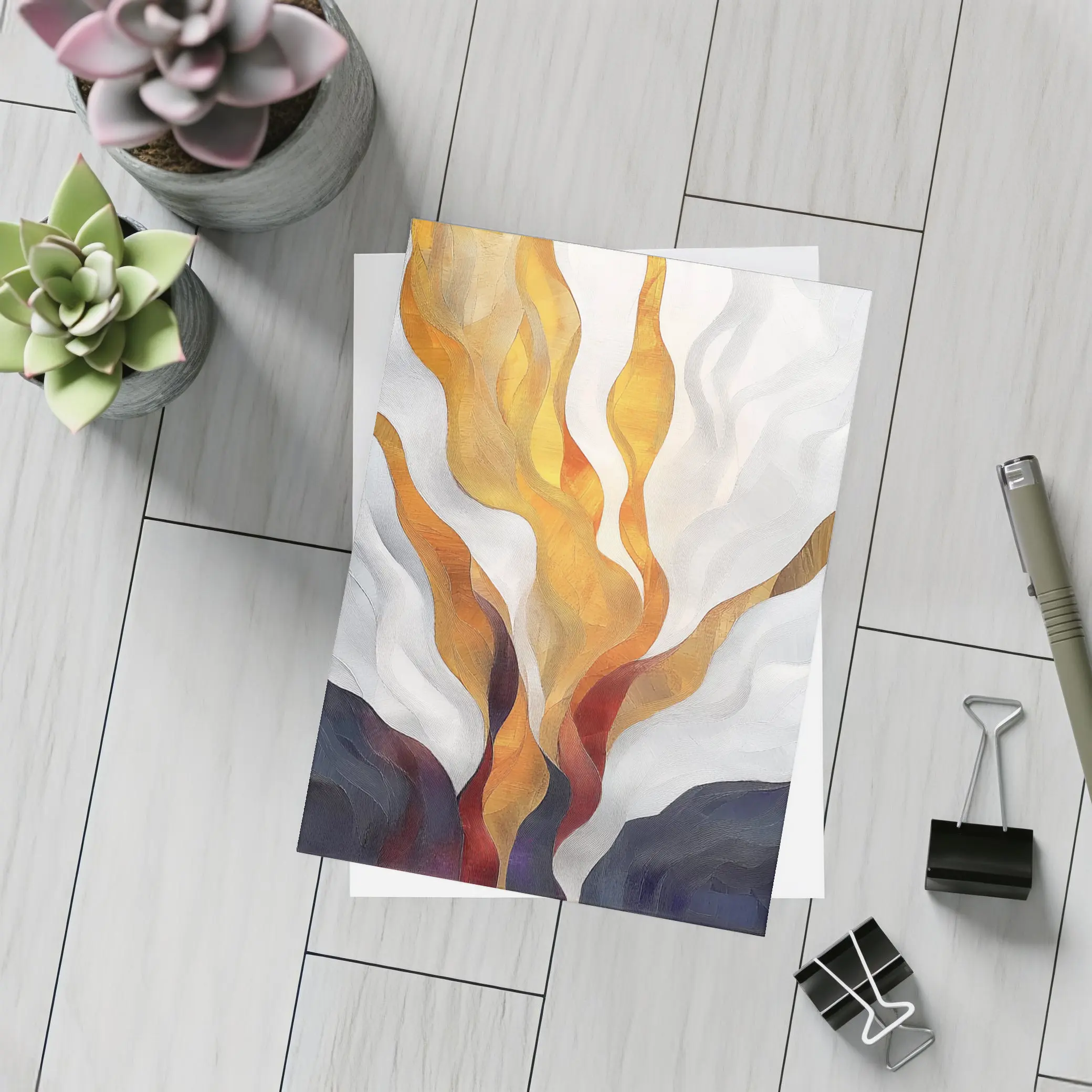 Abstract Fire Flames Rising Over Dark Landscape – Postcards