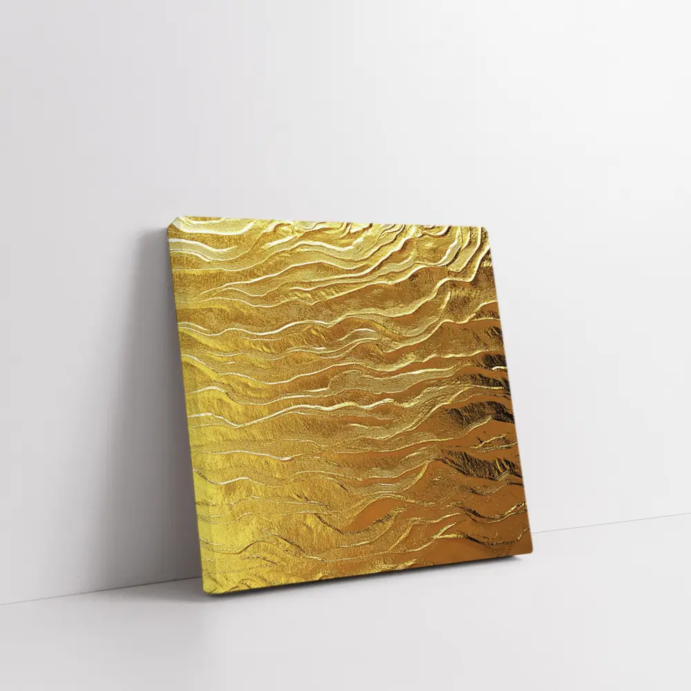 Gold Wave Abstract Metallic Texture Art – Wall Art