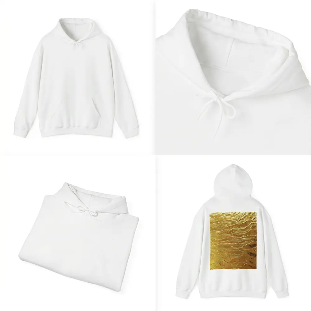 Gold Wave Abstract Metallic Texture Art – Hoodies