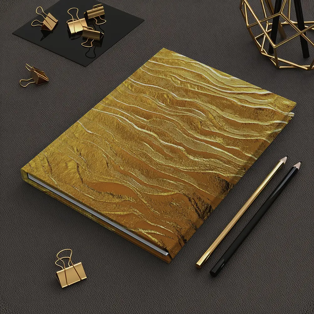 Gold Wave Abstract Metallic Texture Art – Notebooks