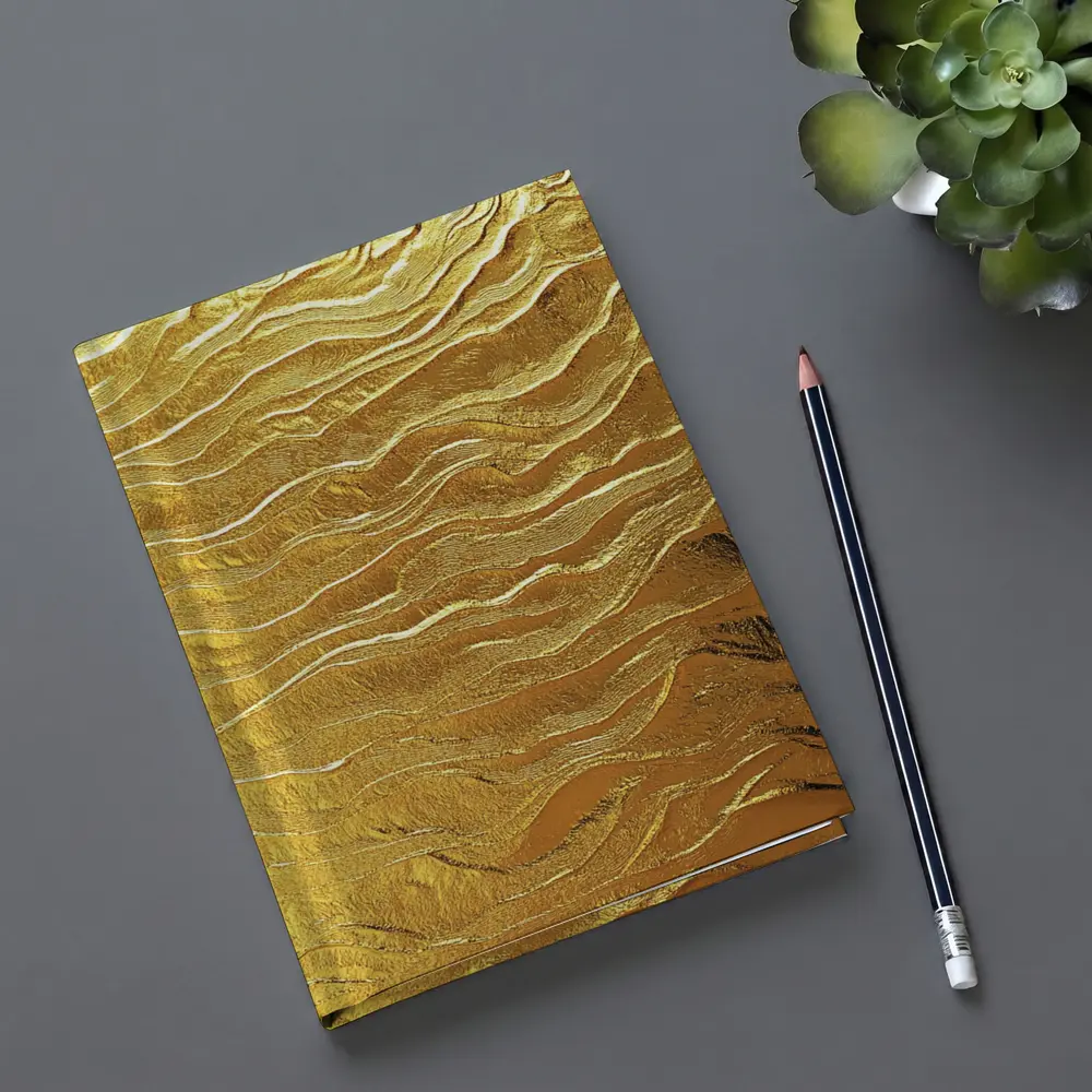 Gold Wave Abstract Metallic Texture Art – Notebooks