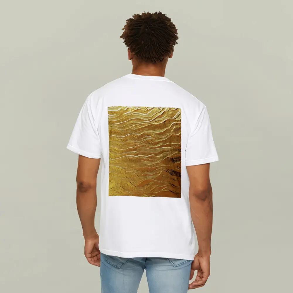 Gold Wave Abstract Metallic Texture Art – T-Shirts