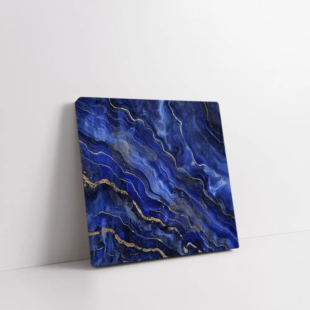 Deep Blue Marble Abstract Gold Veins Art – Wall Art
