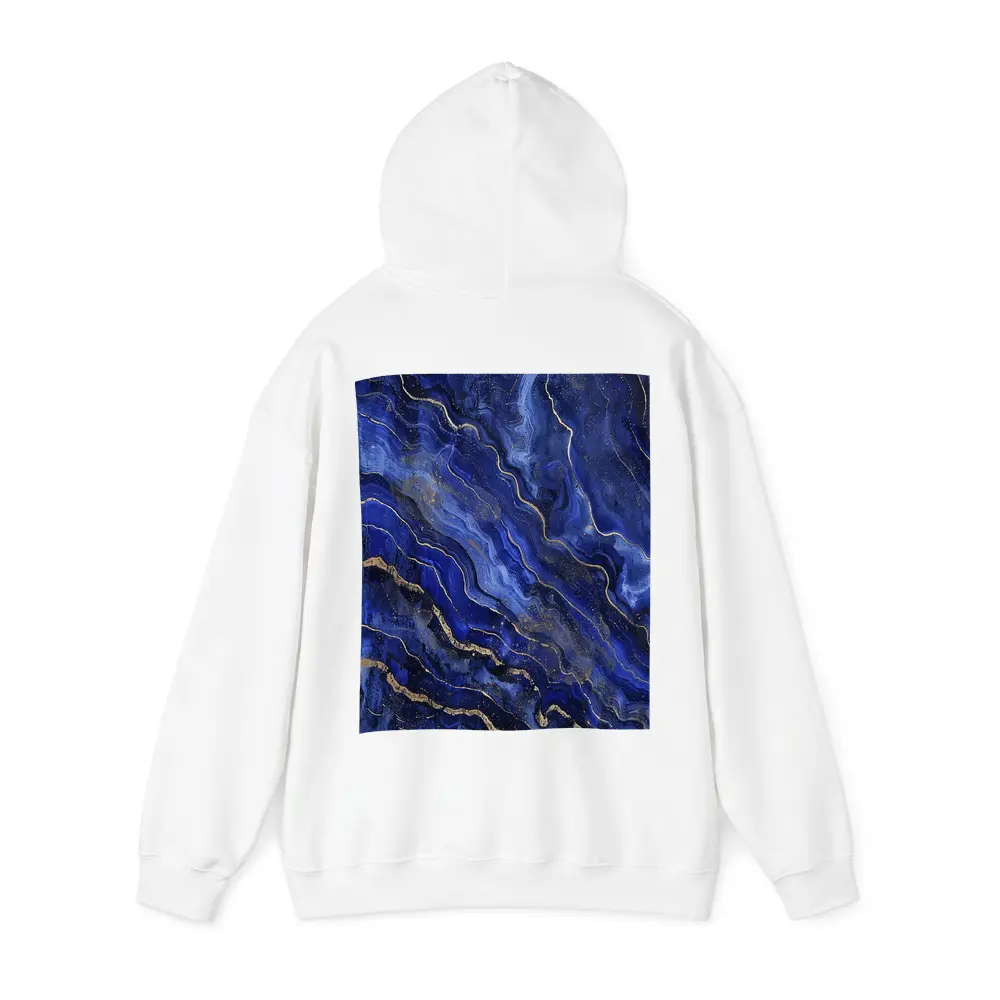Deep Blue Marble Abstract Gold Veins Art – Hoodies