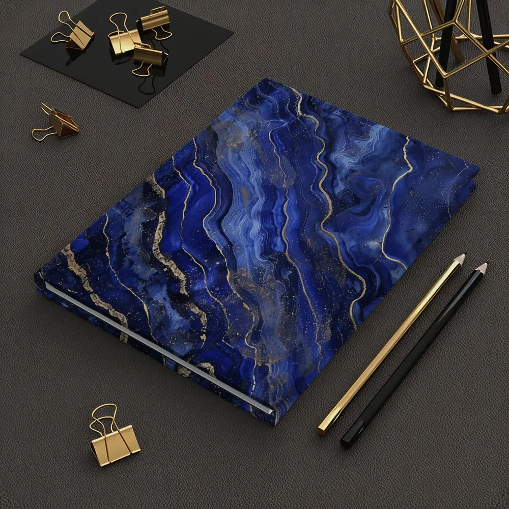 Deep Blue Marble Abstract Gold Veins Art – Notebooks