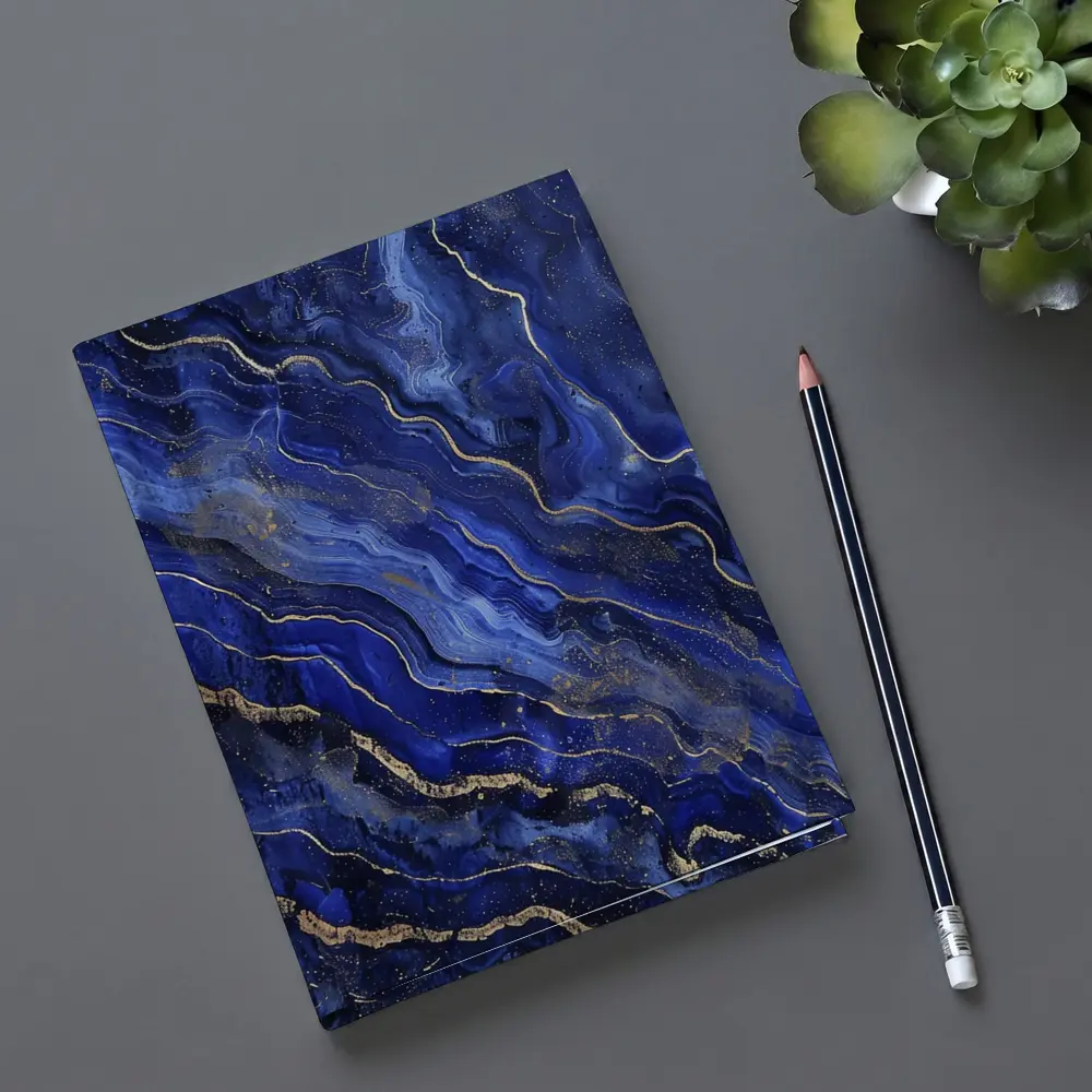 Deep Blue Marble Abstract Gold Veins Art – Notebooks