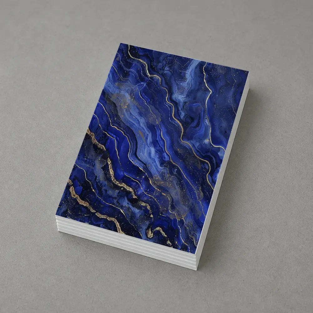 Deep Blue Marble Abstract Gold Veins Art – Postcards