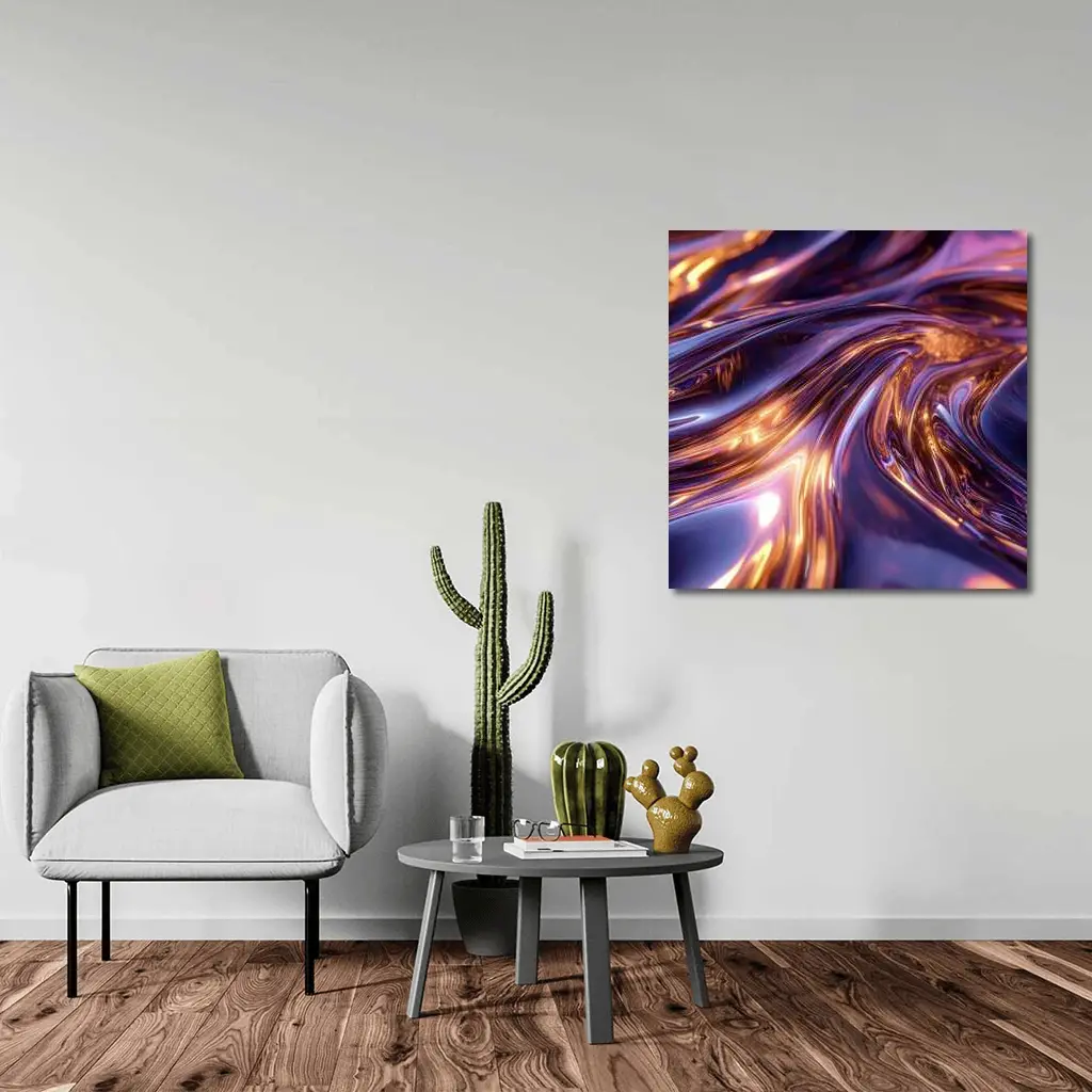 Purple Gold Liquid Metal Abstract Art – Wall Art