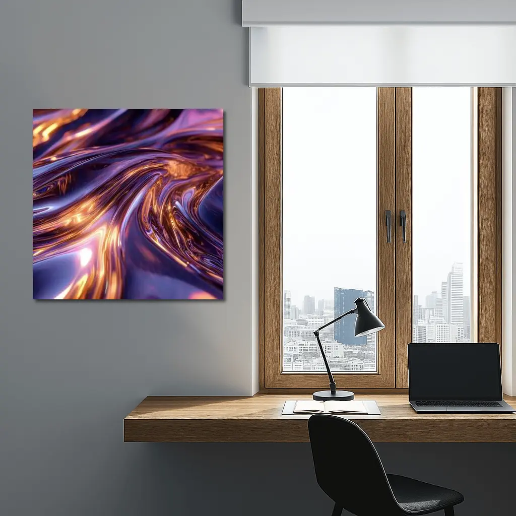 Purple Gold Liquid Metal Abstract Art – Wall Art