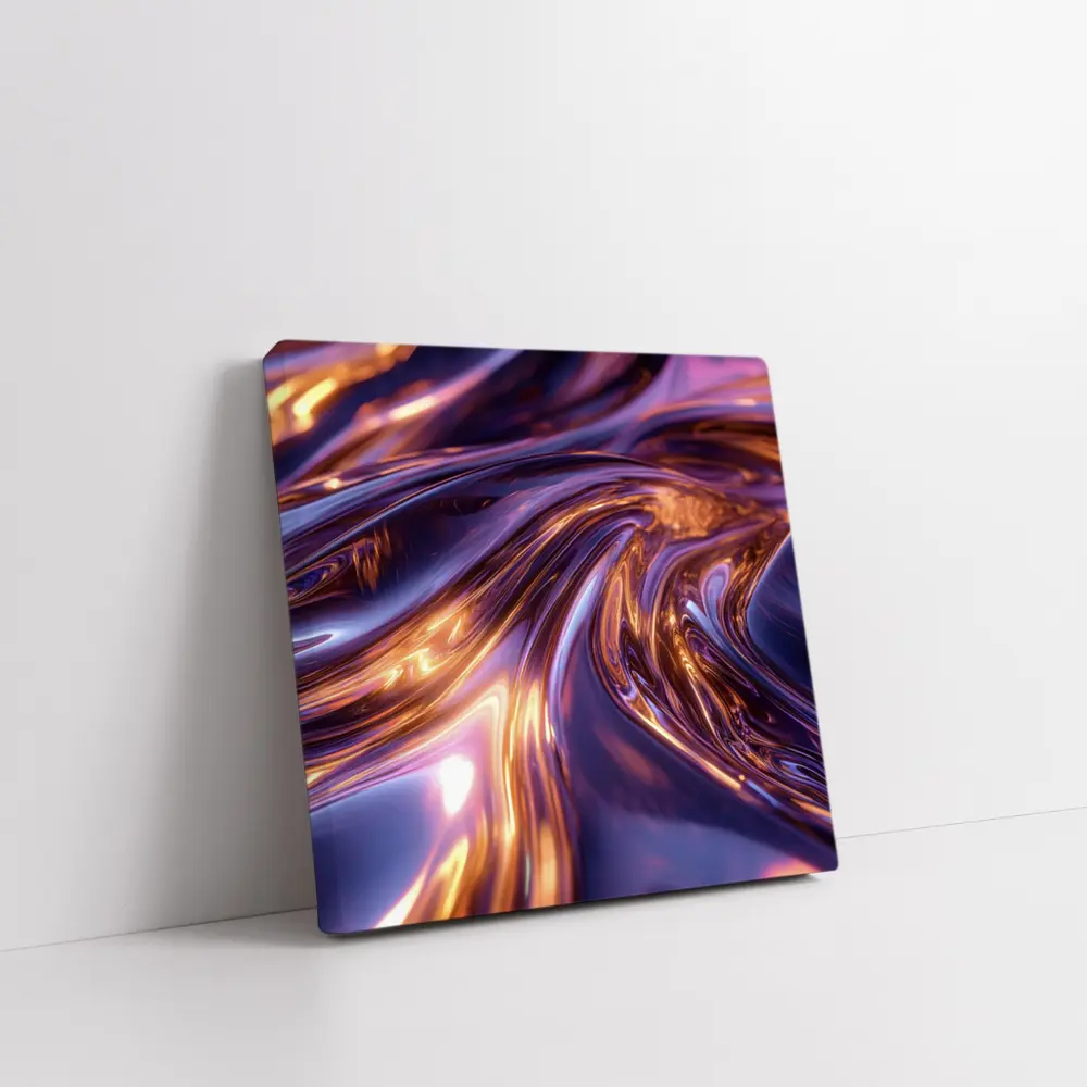 Purple Gold Liquid Metal Abstract Art – Wall Art