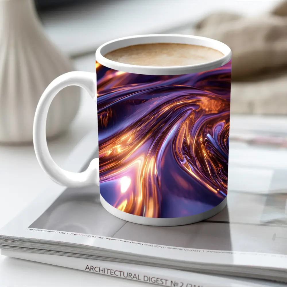 Purple Gold Liquid Metal Abstract Art – Mugs