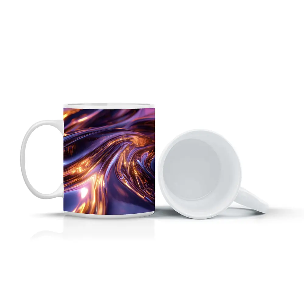 Purple Gold Liquid Metal Abstract Art – Mugs