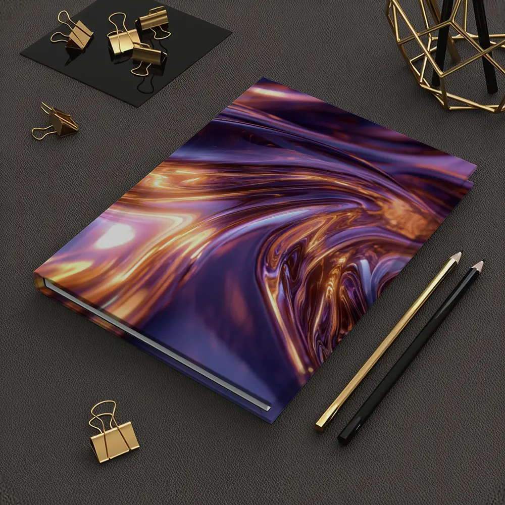 Purple Gold Liquid Metal Abstract Art – Notebooks