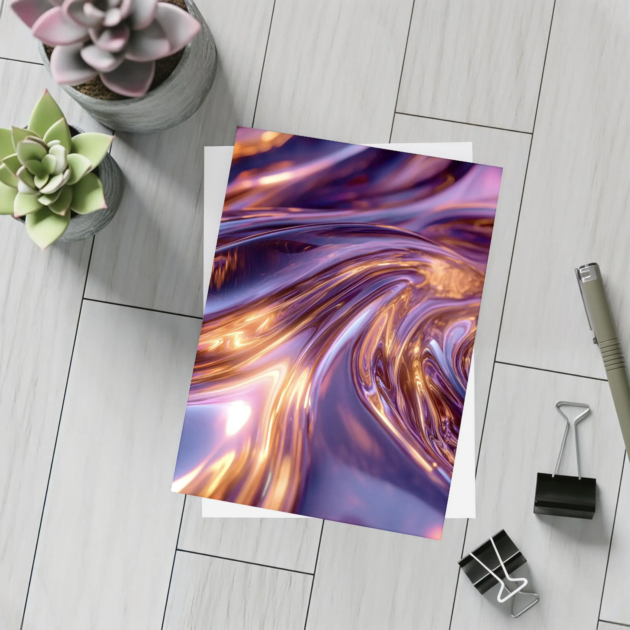 Purple Gold Liquid Metal Abstract Art – Postcards