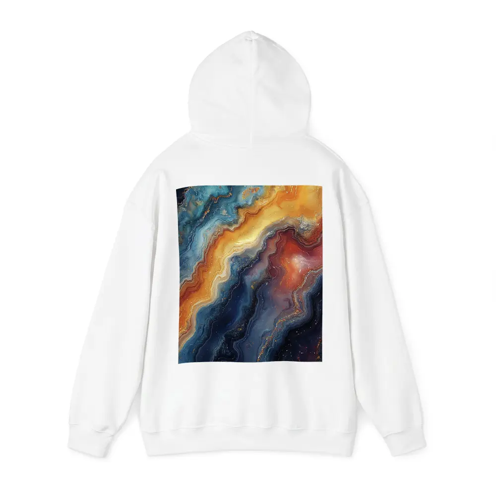 Abstract Marble Swirl Blue Orange Gold – Hoodies