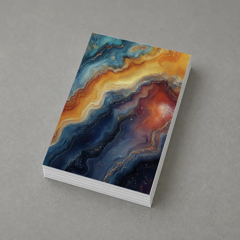 Abstract Marble Swirl Blue Orange Gold – Postcards