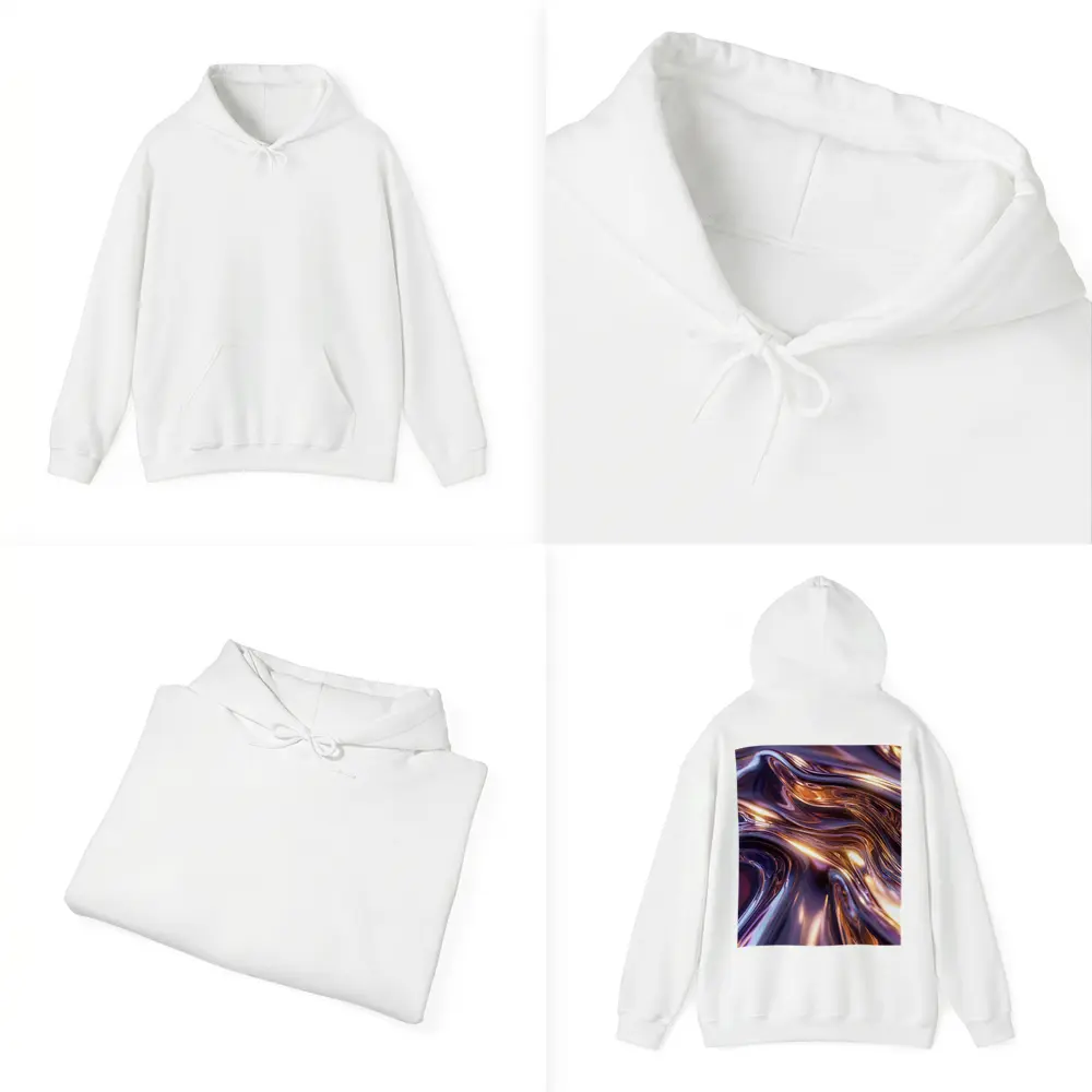 Liquid Metal Abstract Purple Gold Waves – Hoodies