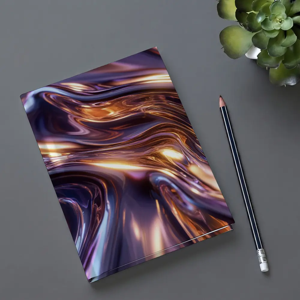 Liquid Metal Abstract Purple Gold Waves – Notebooks