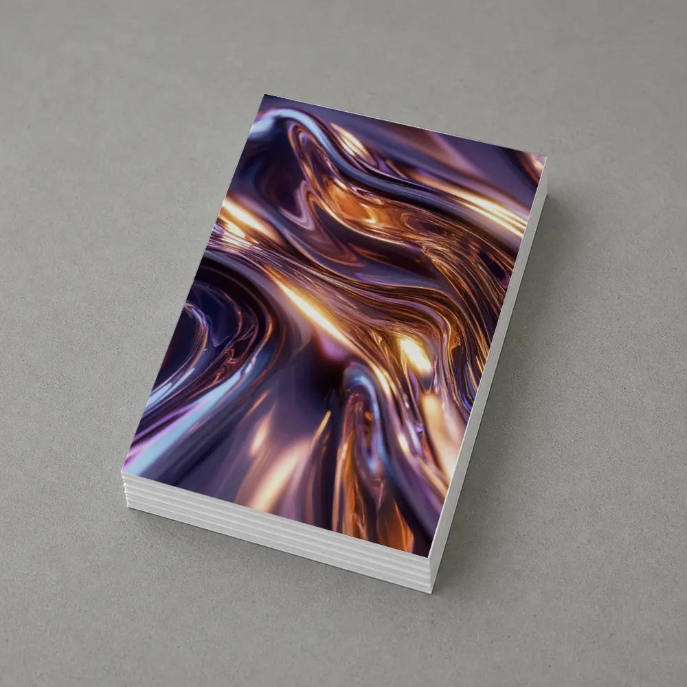 Liquid Metal Abstract Purple Gold Waves – Postcards